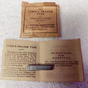THE LORD'S PRAYER ON A SINGLE TYPE. The Smallest Ever Made, LANSTON MONOTYPE